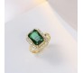 Green Emerald Jewellery Set for Women Gold Plated Necklace Earrings and Ring Minimal Jewelry Sets Fashion Cubic Zirconia Crystal Earring For Woman and Girls