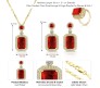 Red Ruby Jewellery Set for Women Gold Plated Necklace Earrings and Ring Minimal Jewelry Sets Fashion Cubic Zirconia Crystal Earring For Woman and Girls