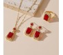 Red Ruby Jewellery Set for Women Gold Plated Necklace Earrings and Ring Minimal Jewelry Sets Fashion Cubic Zirconia Crystal Earring For Woman and Girls