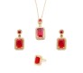 Red Ruby Jewellery Set for Women Gold Plated Necklace Earrings and Ring Minimal Jewelry Sets Fashion Cubic Zirconia Crystal Earring For Woman and Girls