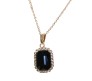 Rectangle Stone Black Crystal Necklace Pendant Minimalist Single With Rhinestone and Rose Gold Chain Jewellery For Women