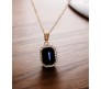 Rectangle Stone Black Crystal Necklace Pendant Minimalist Single With Rhinestone and Rose Gold Chain Jewellery For Women