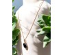 Rectangle Stone Black Crystal Necklace Pendant Minimalist Single With Rhinestone and Rose Gold Chain Jewellery For Women