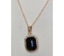 Rectangle Stone Black Crystal Necklace Pendant Minimalist Single With Rhinestone and Rose Gold Chain Jewellery For Women
