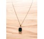 Rectangle Stone Green Crystal Necklace Pendant Minimalist Single With Rhinestone and Rose Gold Chain Jewellery For Women