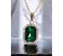 Rectangle Stone Green Crystal Necklace Pendant Minimalist Single With Rhinestone and Rose Gold Chain Jewellery For Women
