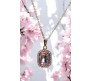 Rectangle Stone Light Pink Crystal Necklace Pendant Minimalist Single With Rhinestone and Rose Gold Chain Jewellery For Women