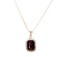 Rectangle Stone Maroon Crystal Necklace Pendant Minimalist Single With Rhinestone and Rose Gold Chain Jewellery For Women