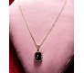 Rectangle Stone Maroon Crystal Necklace Pendant Minimalist Single With Rhinestone and Rose Gold Chain Jewellery For Women