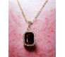 Rectangle Stone Maroon Crystal Necklace Pendant Minimalist Single With Rhinestone and Rose Gold Chain Jewellery For Women