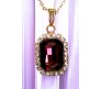 Rectangle Stone Maroon Crystal Necklace Pendant Minimalist Single With Rhinestone and Rose Gold Chain Jewellery For Women