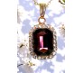 Rectangle Stone Maroon Crystal Necklace Pendant Minimalist Single With Rhinestone and Rose Gold Chain Jewellery For Women