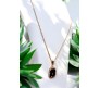 Rectangle Stone Maroon Crystal Necklace Pendant Minimalist Single With Rhinestone and Rose Gold Chain Jewellery For Women