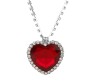 Red Ruby Style Crystal Titanic Inspired Heart Shape Pendant with Rhinestone Chain Western Made for Valentine Gifts Jewellery for Girls and Women