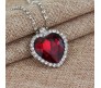 Red Ruby Style Crystal Titanic Inspired Heart Shape Pendant with Rhinestone Chain Western Made for Valentine Gifts Jewellery for Girls and Women