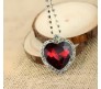 Red Ruby Style Crystal Titanic Inspired Heart Shape Pendant with Rhinestone Chain Western Made for Valentine Gifts Jewellery for Girls and Women