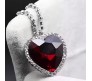 Red Ruby Style Crystal Titanic Inspired Heart Shape Pendant with Rhinestone Chain Western Made for Valentine Gifts Jewellery for Girls and Women