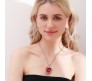 Red Ruby Style Crystal Titanic Inspired Heart Shape Pendant with Rhinestone Chain Western Made for Valentine Gifts Jewellery for Girls and Women