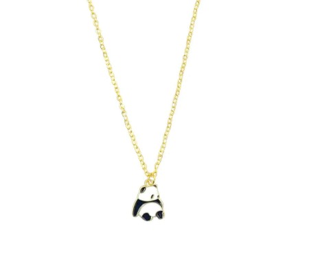 Relaxing Panda Charm Pendant Locket Necklace with Chain | Charms Gold Plated Jewellery For Girls and Women