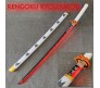 Demon Slayer Cosplay 104 cm Light Up Glow Rengoku Wooden Sword Nichirin Life Size Replica Katana Perfect for Anime Gift Merchandise Collectibles