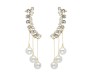 Gold-plated Zircon Studded Ear Cuff With Pearl Tassel Long Earrings Korean Jewellery Stylish Floral Crystal Zircon Chain Drop Earring For Women Girls