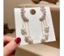Gold-plated Zircon Studded Ear Cuff With Pearl Tassel Long Earrings Korean Jewellery Stylish Floral Crystal Zircon Chain Drop Earring For Women Girls