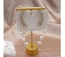 Gold-plated Zircon Studded Ear Cuff With Pearl Tassel Long Earrings Korean Jewellery Stylish Floral Crystal Zircon Chain Drop Earring For Women Girls