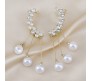 Gold-plated Zircon Studded Ear Cuff With Pearl Tassel Long Earrings Korean Jewellery Stylish Floral Crystal Zircon Chain Drop Earring For Women Girls