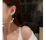 Gold-plated Zircon Studded Ear Cuff With Pearl Tassel Long Earrings Korean Jewellery Stylish Floral Crystal Zircon Chain Drop Earring For Women Girls