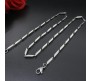 Stainless Steel Long 55cm Rice Silver plated Necklace Chain 3mm Hip Hop Chains for Men Stylish Boys Women Girls