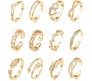 Adjustable Combo of 12 Knuckle Stackable Toe Ring Fashion Statement Gold Multi Finger Rings Set Boho Stylish Western for Women and Girls