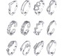 Adjustable Combo of 12 Knuckle Stackable Toe Ring Fashion Statement Silver Multi Finger Rings Set Boho Stylish Western for Women and Girls