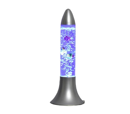 16 inch Aqua Bubble Lava Lamp Artificial Aquarium with Fish Rocket Lamp Shape Multi Color Changing Light for Home Decoration Bedroom Living Room