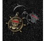 2 Pcs Anime Luffy One Piece Ship Wheel Skull Rotating Revolving Metal Keychain Key Chain Bronze and Grey for Car Bikes Key Ring