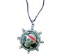 Anime Luffy One Piece Ship Wheel Skull Rotating Revolving Inspired Pendant Necklace Fashion Jewellery Accessory for Men and Women Bronze