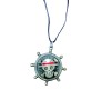 Anime Luffy One Piece Ship Wheel Skull Rotating Revolving Inspired Pendant Necklace Fashion Jewellery Accessory for Men and Women Bronze