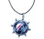 Anime Luffy One Piece Ship Wheel Skull Rotating Revolving Inspired Pendant Necklace Fashion Jewellery Accessory for Men and Women Grey