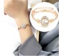 Elegant Adjustable Cubic Zircon Bracelets High Quality Fashion Bracelet Gold Bangle Halo and Round Design For Women Wedding Jewelry Birthday Gift