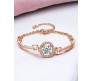Elegant Adjustable Cubic Zircon Bracelets High Quality Fashion Bracelet Rose Gold Bangle Halo and Round Design For Women Wedding Jewelry Birthday Gift