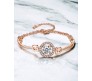 Elegant Adjustable Cubic Zircon Bracelets High Quality Fashion Bracelet Rose Gold Bangle Halo and Round Design For Women Wedding Jewelry Birthday Gift