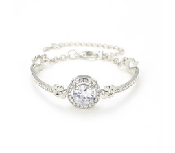 Elegant Adjustable Cubic Zircon Bracelets High Quality Fashion Bracelet Silver Bangle Halo and Round Design For Women Wedding Jewelry Birthday Gift