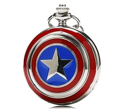 Captain America Shield Antique Pocket Watch Vintage Metal Keychain Key Chain for Car Bikes Key Ring