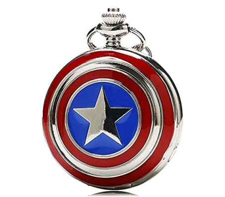 Captain America Shield Antique Pocket Watch Vintage Metal Keychain Key Chain for Car Bikes Key Ring