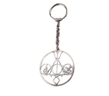 Percy Jackson Hunger Games Potter Deathly Hallows Divergent and The Mortal Instruments Metal Keychain Key Chain for Car Bikes Key Ring