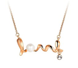 Love Pearl Pendant Necklace for Woman and Girls
