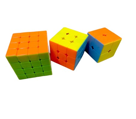3 in 1 Rubiks Speed Cube Sticker Less One Hand Movement and Smooth Play Magic High Speed Cube Puzzle Set Toy Stickerless Speed Cube Set (2X2)(3X3)(4X4)