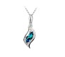 18K White Gold Plated Silver Austrian Blue Crystal Horse Eye Shape Elegant Trendy Beautiful Drop Pendant Set with Earrings and Bracelet for Women