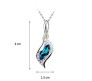 18K White Gold Plated Silver Austrian Blue Crystal Horse Eye Shape Elegant Trendy Beautiful Drop Pendant Set with Earrings and Bracelet for Women