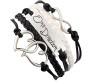 1d / One Direction Twin Hearts + Infinity + One Direction Leather Bracelet for Girls and Women Black White