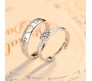 White Rhinestone Adjustable Heart Shape with Forever Word Couple Ring for Men and Women